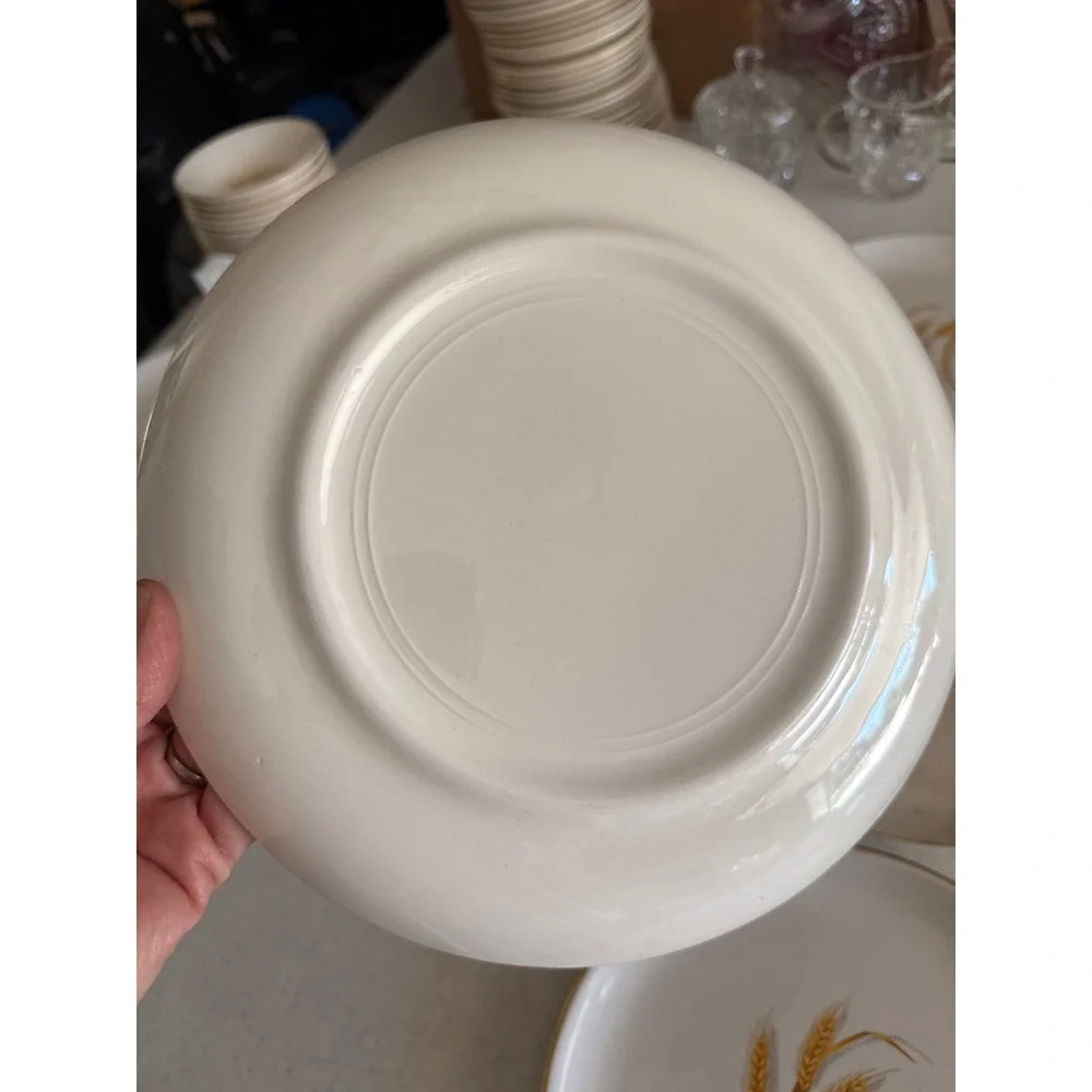 Vintage Golden Wheat Dinner Plates 22K Gold Trim USA Oven Proof Set of 6 10 inch